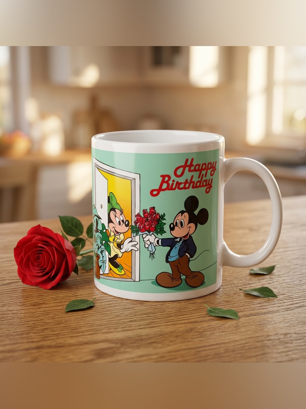 1987 Disney Mug Mickey and Minnie Mouse Happy Birthday Applause Vintage